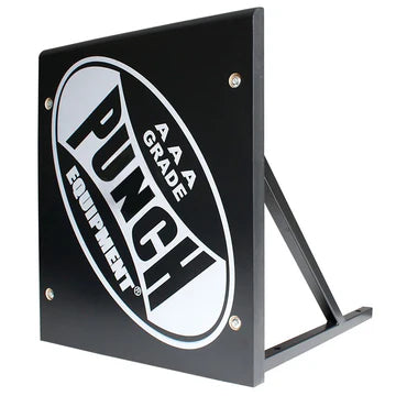 Punch Speedball, Swivel and Platform Bundle featuring a sturdy black wall-mounted platform with Punch Equipment logo. Ideal for boxing speed training.