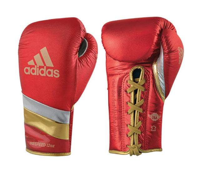 Adidas Adispeed 500 Pro Boxing Gloves - Lace Up Metallic Red