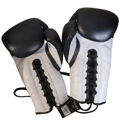Pair of white and black boxing gloves 